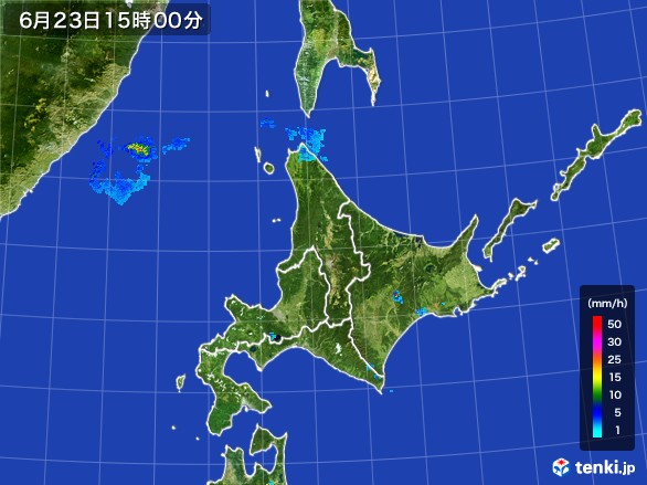 北海道地方の雨雲レーダー(2017年06月23日)