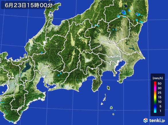 関東・甲信地方の雨雲レーダー(2017年06月23日)