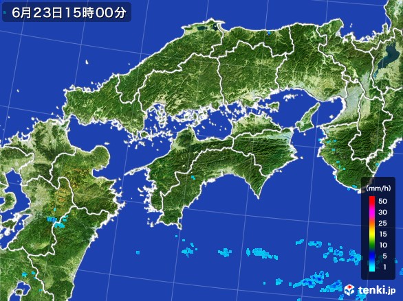 四国地方の雨雲レーダー(2017年06月23日)