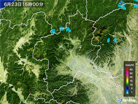 群馬県の雨雲レーダー(2017年06月23日)