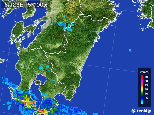 宮崎県の雨雲レーダー(2017年06月23日)