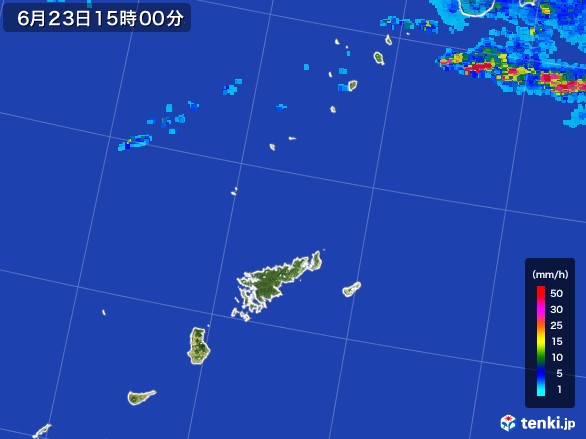 奄美諸島(鹿児島県)の雨雲レーダー(2017年06月23日)