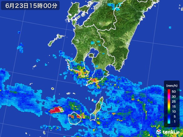 鹿児島県の雨雲レーダー(2017年06月23日)