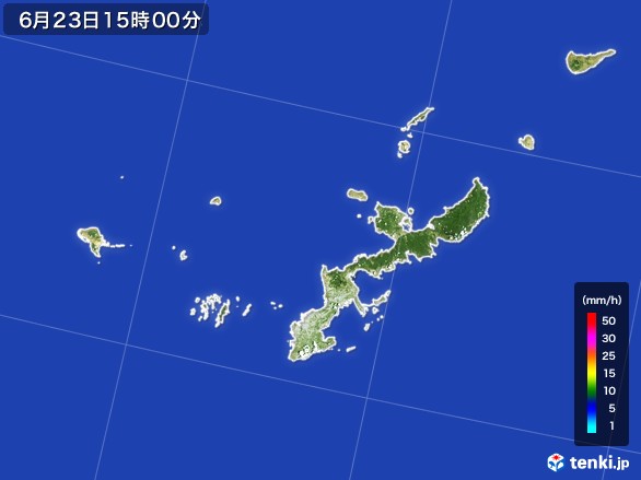 沖縄県の雨雲レーダー(2017年06月23日)