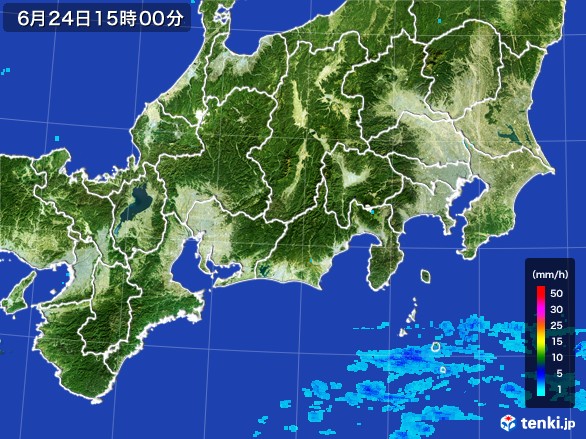 東海地方の雨雲レーダー(2017年06月24日)