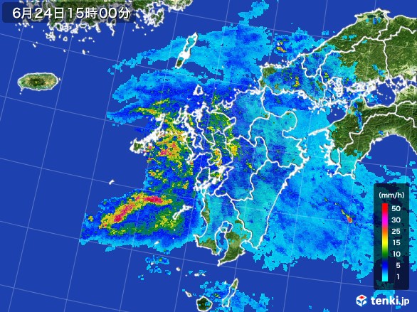 九州地方の雨雲レーダー(2017年06月24日)