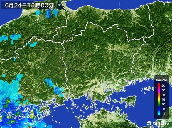 岡山県の雨雲レーダー(2017年06月24日)