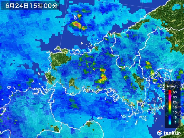 山口県の雨雲レーダー(2017年06月24日)