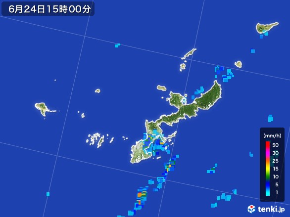 沖縄県の雨雲レーダー(2017年06月24日)