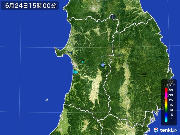 秋田県の雨雲レーダー(2017年06月24日)