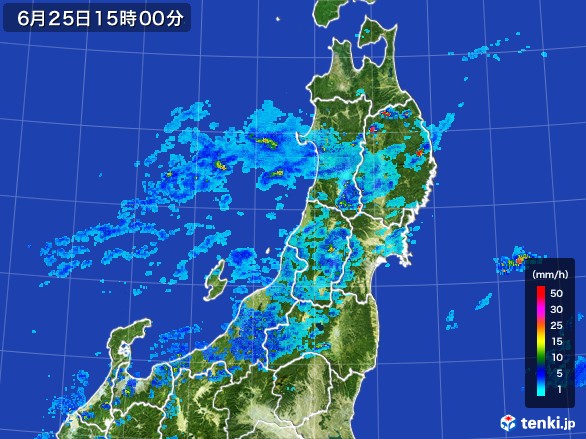 東北地方の雨雲レーダー(2017年06月25日)