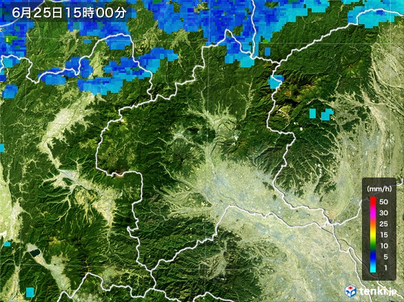 群馬県の雨雲レーダー(2017年06月25日)