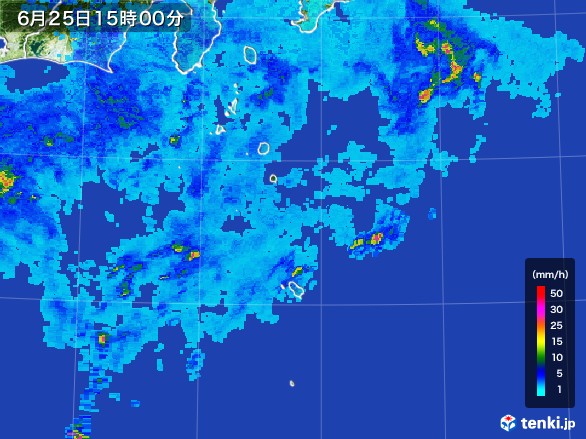 伊豆諸島(東京都)の雨雲レーダー(2017年06月25日)