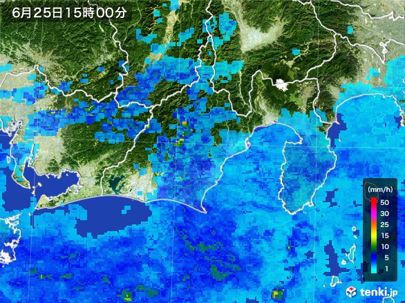 静岡県の雨雲レーダー(2017年06月25日)