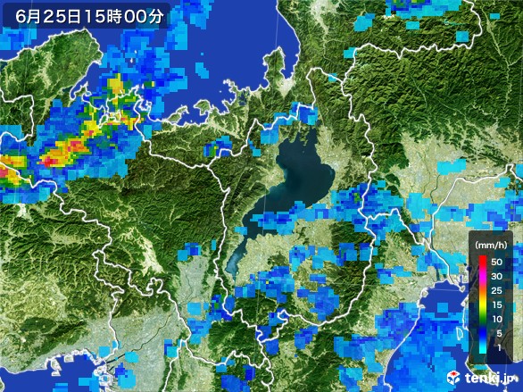 滋賀県の雨雲レーダー(2017年06月25日)
