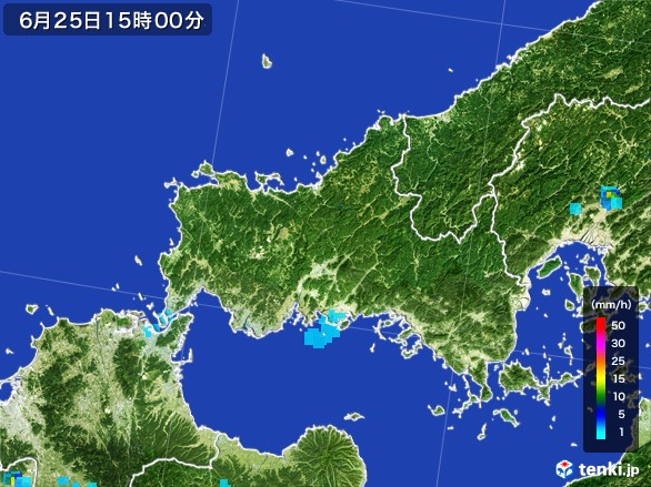 山口県の雨雲レーダー(2017年06月25日)