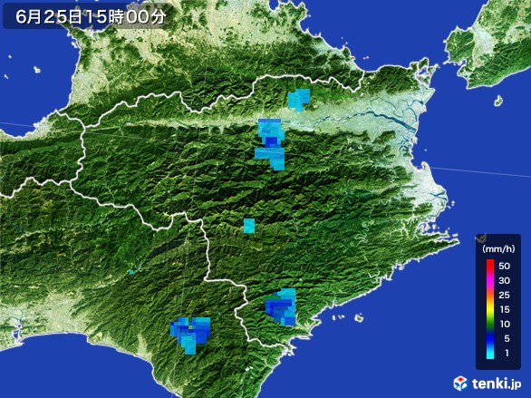 徳島県の雨雲レーダー(2017年06月25日)