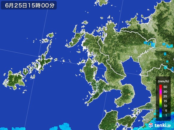 長崎県の雨雲レーダー(2017年06月25日)