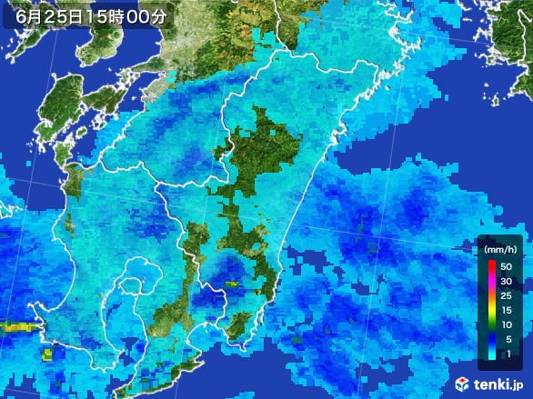宮崎県の雨雲レーダー(2017年06月25日)