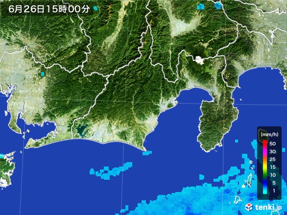 静岡県の雨雲レーダー(2017年06月26日)