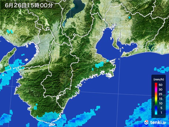 三重県の雨雲レーダー(2017年06月26日)