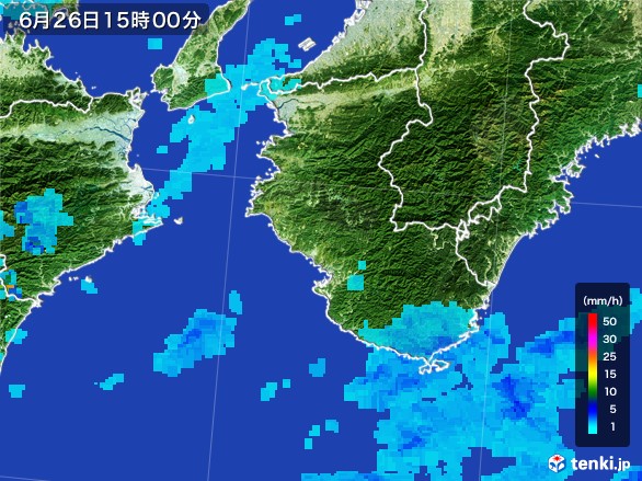 和歌山県の雨雲レーダー(2017年06月26日)
