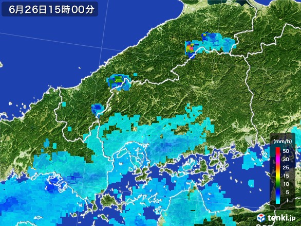 広島県の雨雲レーダー(2017年06月26日)
