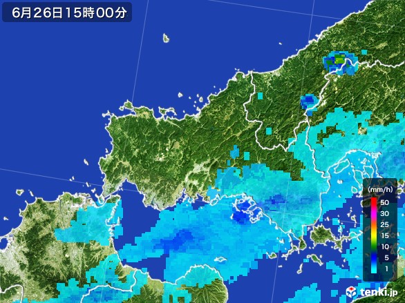 山口県の雨雲レーダー(2017年06月26日)