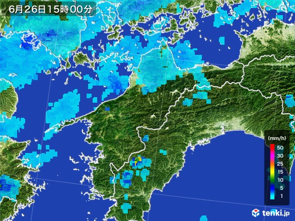 愛媛県の雨雲レーダー(2017年06月26日)