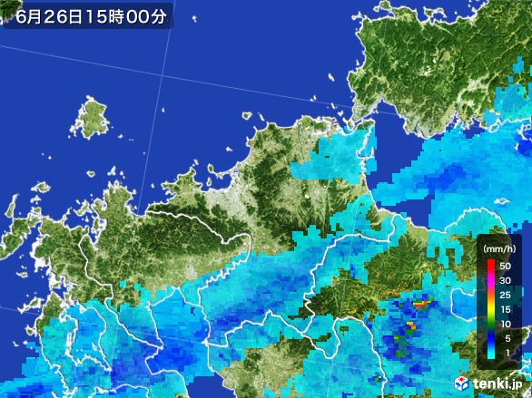 福岡県の雨雲レーダー(2017年06月26日)