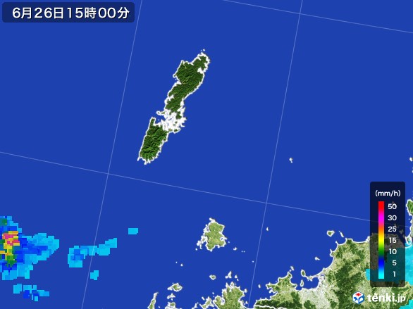 壱岐・対馬(長崎県)の雨雲レーダー(2017年06月26日)