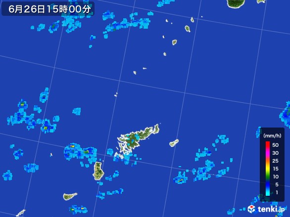 奄美諸島(鹿児島県)の雨雲レーダー(2017年06月26日)