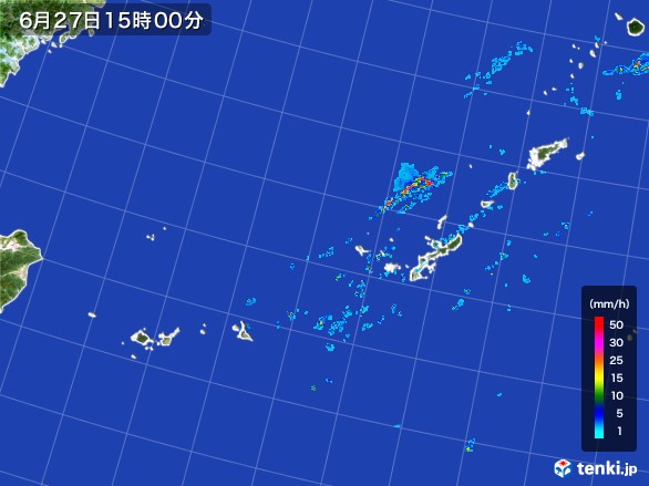 沖縄地方の雨雲レーダー(2017年06月27日)