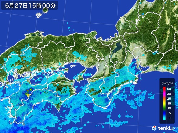 近畿地方の雨雲レーダー(2017年06月27日)
