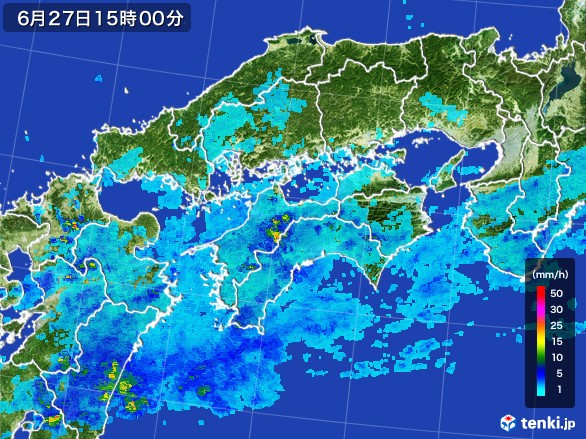 四国地方の雨雲レーダー(2017年06月27日)