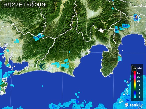 静岡県の雨雲レーダー(2017年06月27日)