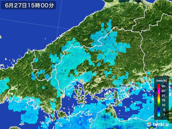 広島県の雨雲レーダー(2017年06月27日)