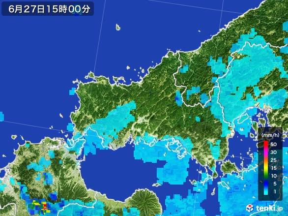 山口県の雨雲レーダー(2017年06月27日)