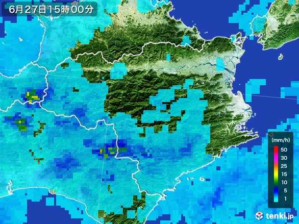 徳島県の雨雲レーダー(2017年06月27日)