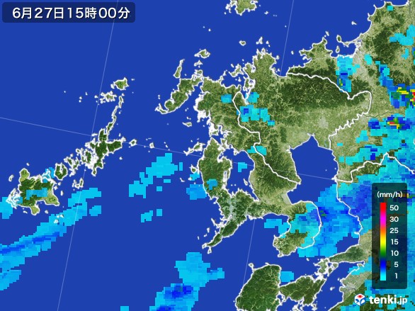 長崎県の雨雲レーダー(2017年06月27日)