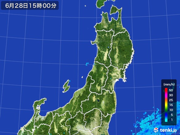 東北地方の雨雲レーダー(2017年06月28日)