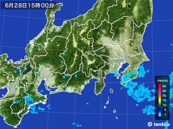 関東・甲信地方の雨雲レーダー(2017年06月28日)