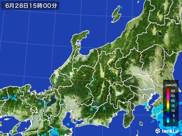 北陸地方の雨雲レーダー(2017年06月28日)