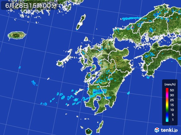 九州地方の雨雲レーダー(2017年06月28日)
