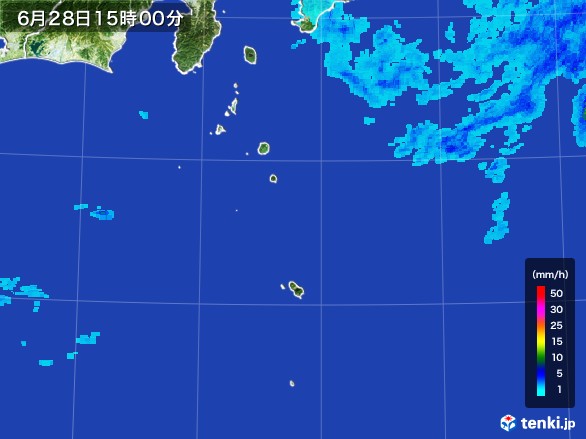 伊豆諸島(東京都)の雨雲レーダー(2017年06月28日)