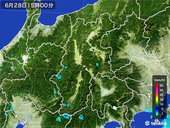 長野県の雨雲レーダー(2017年06月28日)