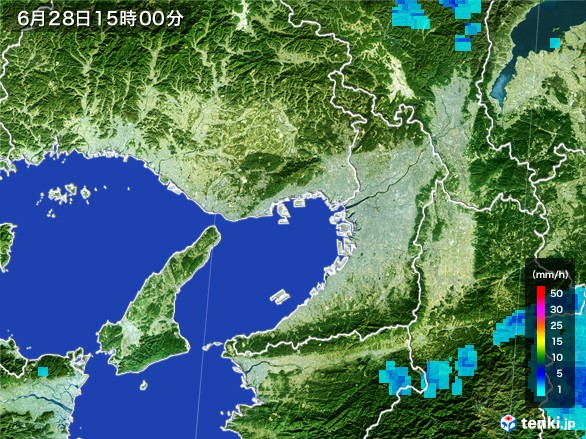 大阪府の雨雲レーダー(2017年06月28日)