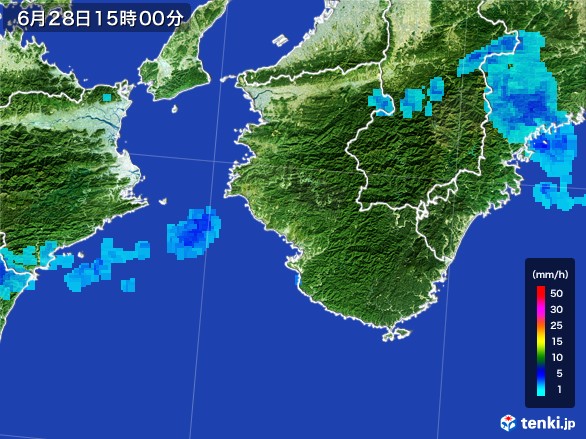 和歌山県の雨雲レーダー(2017年06月28日)