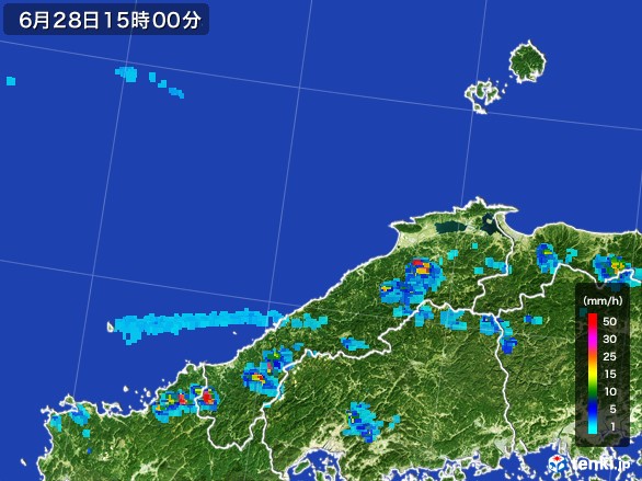 島根県の雨雲レーダー(2017年06月28日)