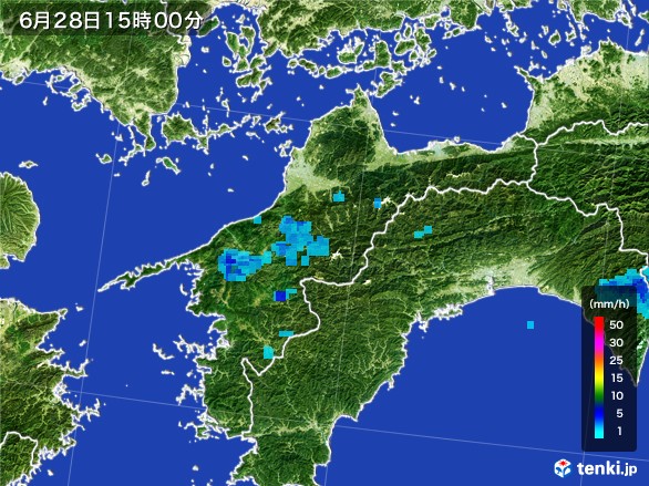 愛媛県の雨雲レーダー(2017年06月28日)